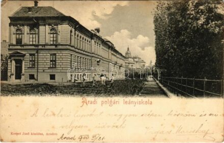 1900 Arad, Polgári leányiskola. Kerpel Izsó kiadása / girl school (EK)