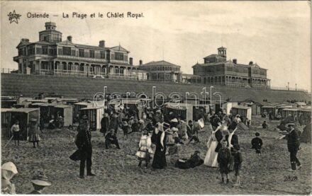1914 Oostende, Ostende; La Plage et le Chalet Royal / beach, cabins (EK)