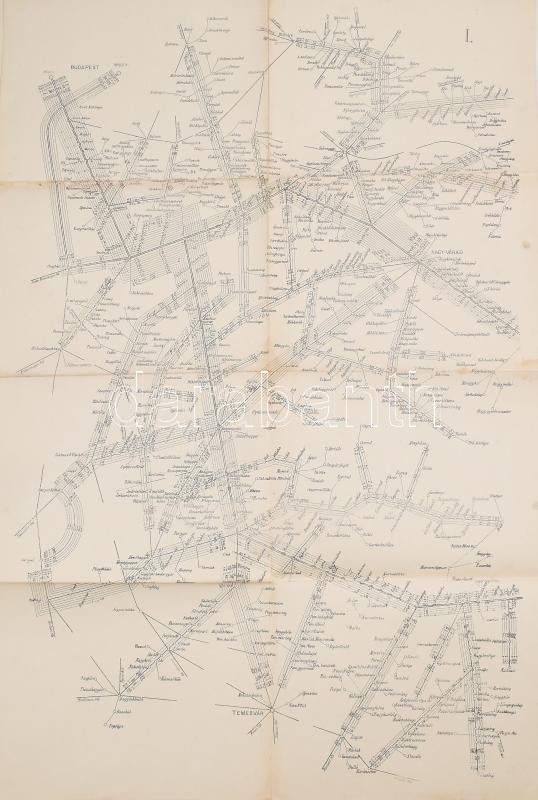 1911 Budapest-Brassó és Budapest-Arad-Tövis közt közlekedő mozgóposták irányítási ábrája, 94×64 cm - Image 2