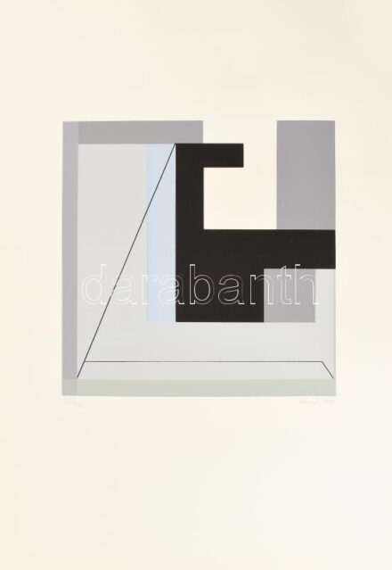 Konok Tamás (1930-2020): Konstruktivista kompozíció, 1991. Szitanyomat, papír, jelzett. Számozott: 36/40. 28×28 cm / screenprint on paper, signed, numbered: 36/40