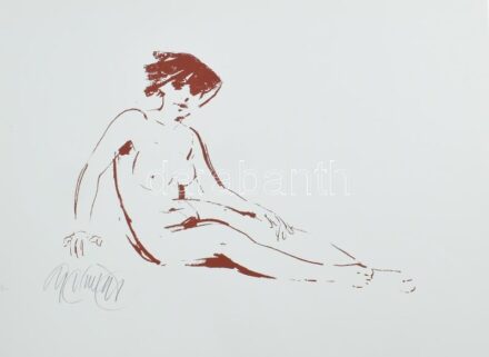 Gyémánt László (1935-): Ülő női akt. Szitanyomat, papír, jelzett, művészpéldány E.A./Ex. jelzéssel. Lapméret: 49x65 cm / Screenprint on paper, signed, artist's proof.