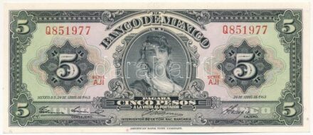 Mexikó 1963. 5P 'AJI Q851977' T:I Mexico 1963. 5 Pesos 'AJI Q851977' C:UNC Krause P#60h