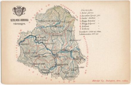 Szolnok-Doboka vármegye térképe. Kiadja Károlyi Gy. / Map of Comitatul Solnoc-Dabaca county