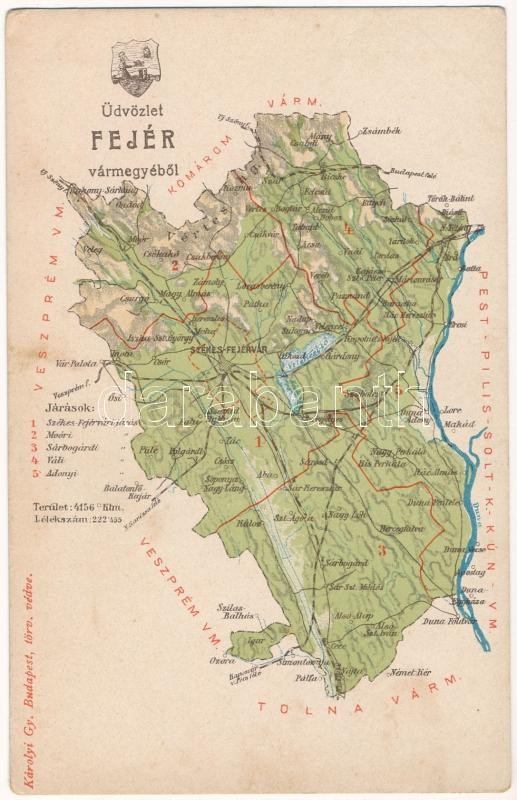 Fejér vármegye térképe. Kiadja Károlyi Gy. / Map of Fejér county
