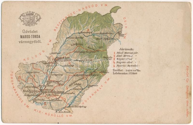 Maros-Torda vármegye térképe. Kiadja Károlyi Gy. / Map of Mures-Turda county (EB)