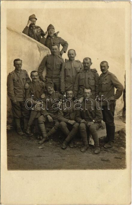 1918 Laives, Leifers (Südtirol); Osztrák-magyar katonák csoportképe, hátoldalon nevekkel / K.u.k. military, soldiers' name on the backside. photo