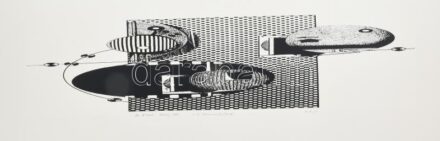Joseph Kádár (1936-2019): L'Horizontalisme, 1995. Szitanyomat, papír. Jelzett. E.A./3. művészpéldány. 86x19cm / screenprint on paper, signed, artist's proof
