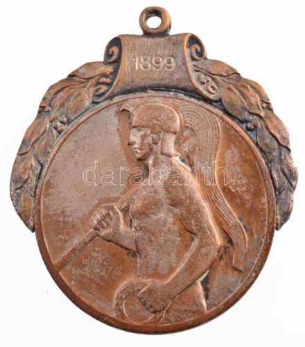 Berán Lajos (1882-1943) 1899./1939. 'Ferencz Városi Torna Club' ezüstözött Br sport díjérem koszorú keretben, füllel (53x47mm) T:2 kopott ezüstözés, patina / Hungary 1899./1939. 'Ferencz City Gymnastics Club' silver-plated Br sport