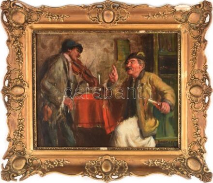 Horváth G. Andor (1876-1966): Mulatozók. Olaj, vászon. Jelzett. Dekoratív, sérült, fakeretben. 43×55 cm