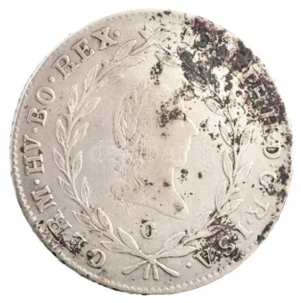 1783G 20kr Ag 'II. József' Nagybánya (6,54g) T:1- patina / Hungary 1783G 20 Kreuzer Ag 'Joseph II' Baia Mare (6,54g) C:AU patina Huszár: 1882., Unger: 1329.c