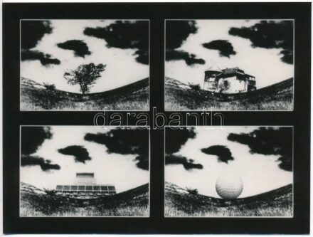 1983 Nagy Péter: Variáció, feliratozott vintage fotóművészeti alkotás, a magyar fotográfia avantgarde korszakából, ezüstzselatinos fotópapíron, 13x17 cm