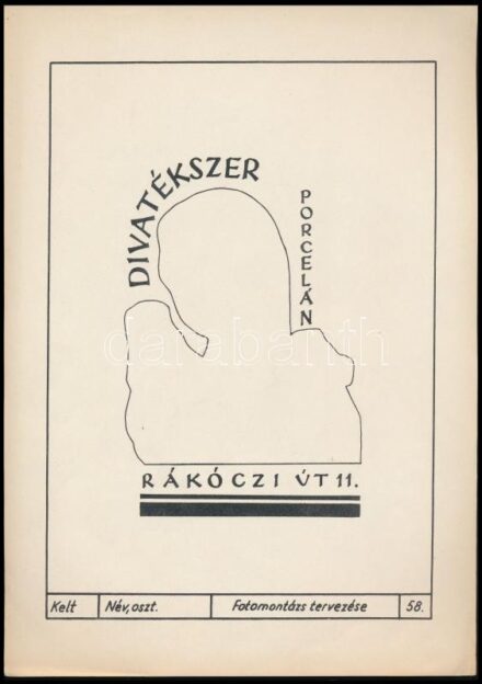 cca 1960 ,,Fotómontázs tervezése' című szakrajz mintalap, a fényképész szakmunkásképzés oktatási anyagából, Dr. Sevcsik Jenő (1899-1996) fényképész, szaktanár, szakíró hagyatéka, 1 db vintage fotómontázs ezüstzselatinos