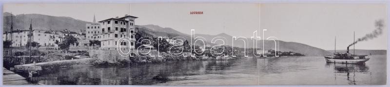 Lovran, Lovrana; Hotel Konics Villa, étterem. Három részes kinyitható panorámalap / hotel and restaurant. 3-tiled folding panoramacard (fl)