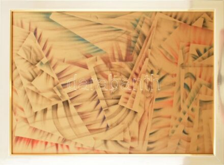 Ruzicskay György (1896-1993): Absztrakt kompozíció. Vegyes technika, papír, jelzett, üvegezett fakeretben, 50x70 cm
