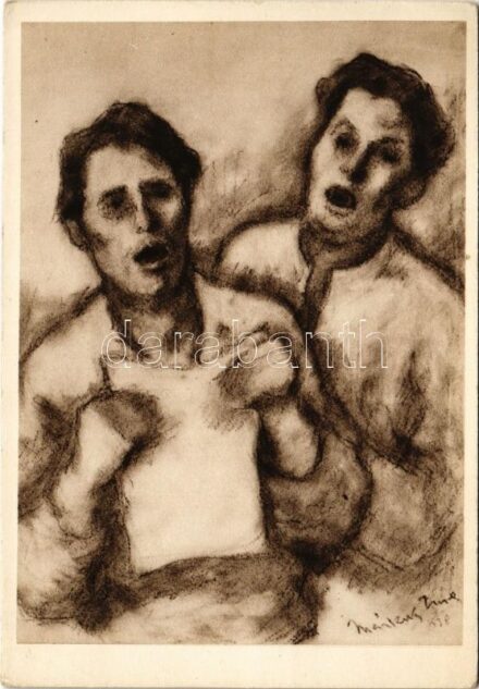 Új zsoltárosok. A Magyar Zsidó Irodalmi és Művészeti Bizottság kiadása / New Psalmistes. Judaica art postcard. Published by the Hungarian-Jewish Literature and Art Committee s: Márkus Imre (EK)