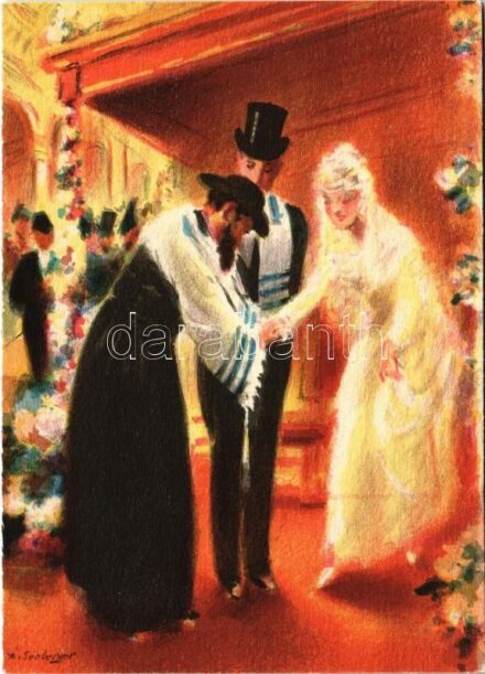 Cérémonie du Mariage / Mazeltov / Judaica art postcard s: S. Seeberger