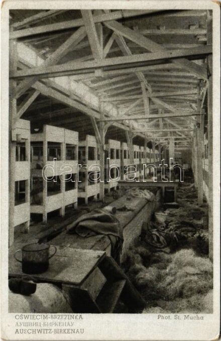 Oswiecim-Brzezinka, Auschwitz-Birkenau; WWII German Nazi concentration camp. Interior of the men's barracks (kopott sarkak / worn corners)