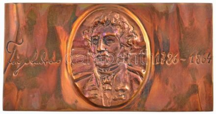 1992. 'Fáy András 1786-1864 / A Takarékossági Mozgalomban végzett kiváló munkáért' Br plakett eredeti dísztokban, díszmappában lévő meghívóval és adományozási okirattal (rajta Csányi Sándor aláírásával) (75x143mm) T:1- kis