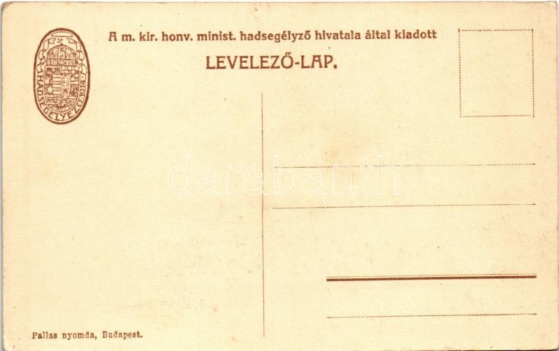 40. számú csataképes kártya. A Szent István, Tegetthoff és a Főherceg Ferdinánd Miksa hadihajóink a polai vizeken. A M. kir. Honvédelmi Minisztérium Hadsegélyező Hivatala kiadása / WWI Austro-Hungarian Navy art postcard, K.u.K. - Image 2
