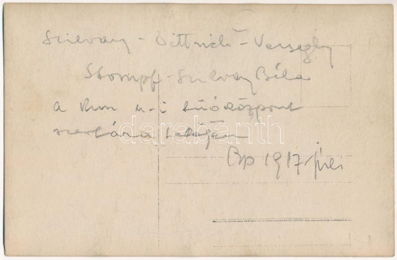 1917 Budapest VIII. Kun utcai tűzoltósági szertár tetején, tűzoltók és matróz (Szilvay, Dittrich, Verseghy, Stompf, Szilvay Béla). photo - Image 2