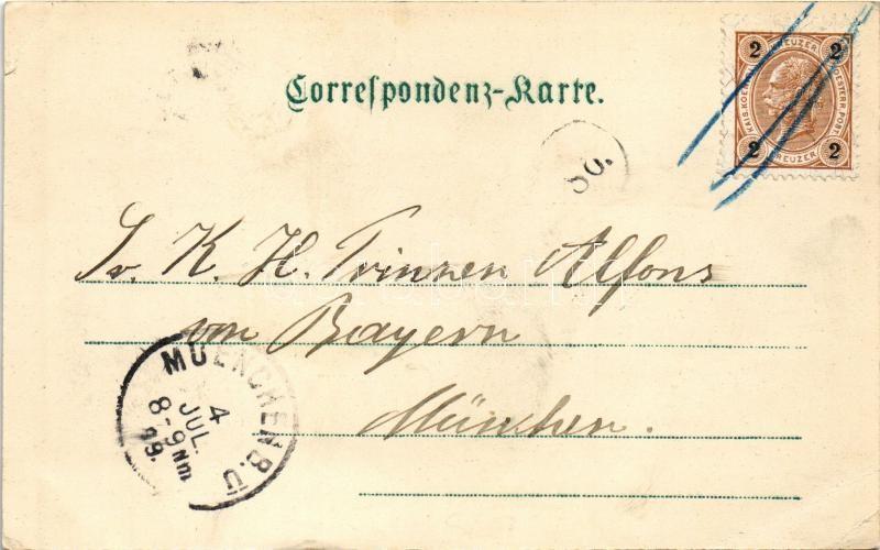 1899 (Vorläufer) Slovenske Konjice, Gonobitz; church, street. Art Nouveau, floral (EK) - Image 2