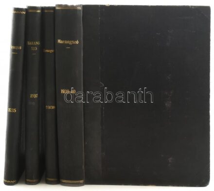 1935-1940 Harangszó. Országos evangélikus néplap. Az Országos Luther Szövetség hivatalos lapjának 5 évfolyama, 4 kötetben: 1935. (XXVI. évf. 1-52. sz.), 1937. (XXVIII. évf. 1-52 sz.), 1938 (XXIX. évf. 1-52 sz.), 1939 (XXX. évf. 1-52