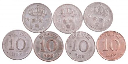 Svédország 1916-1941. 10ö Ag (7xklf) T:2- patina Sweden 1916-1941. 10 Öre Ag (7xdiff) C:VF patina Krause KM#780