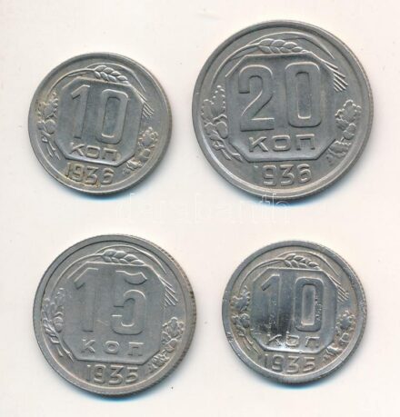 Szovjetunió 1935. 15K Cu-Ni + 1935-1936. 10K Cu-Ni (2xklf) + 1936. 20K Cu-Ni T:2,2- patina, ü. Sovietunion 1935. 15 Kopecks Cu-Ni + 1935-1936. 10 Kopecks Cu-Ni (2xdiff) 1936. 20 Kopecks Cu-Ni C:XF,VF patina, ding