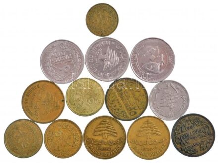 Libanon 1952-1996. 5P-500L (13xklf) T:2,2- patina Lebanon 1952-1996. 5 Piastres - 500 Livres (13xdiff) C:XF,VF patina