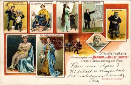 Der Mann mit dem harten Schädel. Die Japanerin ohne Arme. Die bärtige Dame. Der Rechenkünstler. Miss Delphi. Die tättowirte Venus. Die Japanische Zauberin. Die Zwergkönigin Mab. Der Pudelmensch. Grösste Schaustellung der Erde. Herausgegeben