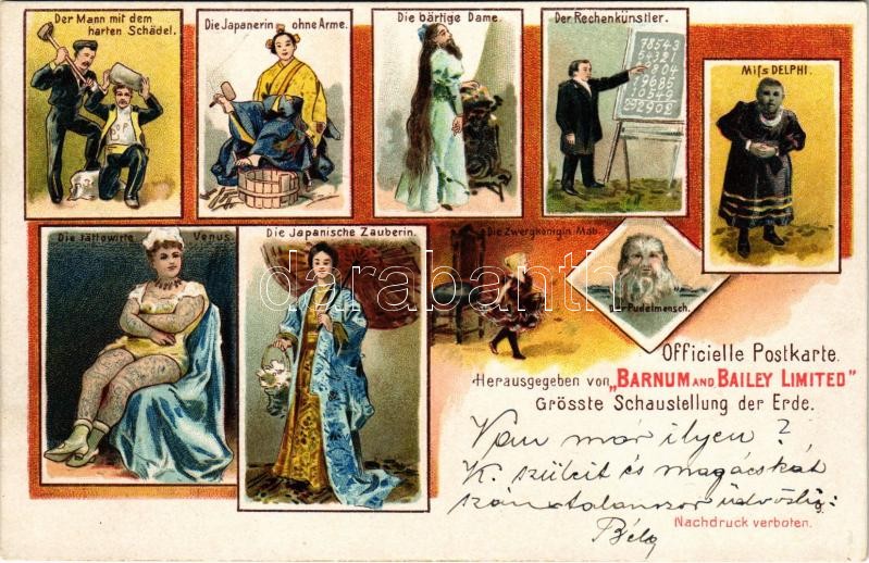 Der Mann mit dem harten Schädel. Die Japanerin ohne Arme. Die bärtige Dame. Der Rechenkünstler. Miss Delphi. Die tättowirte Venus. Die Japanische Zauberin. Die Zwergkönigin Mab. Der Pudelmensch. Grösste Schaustellung der Erde. Herausgegeben