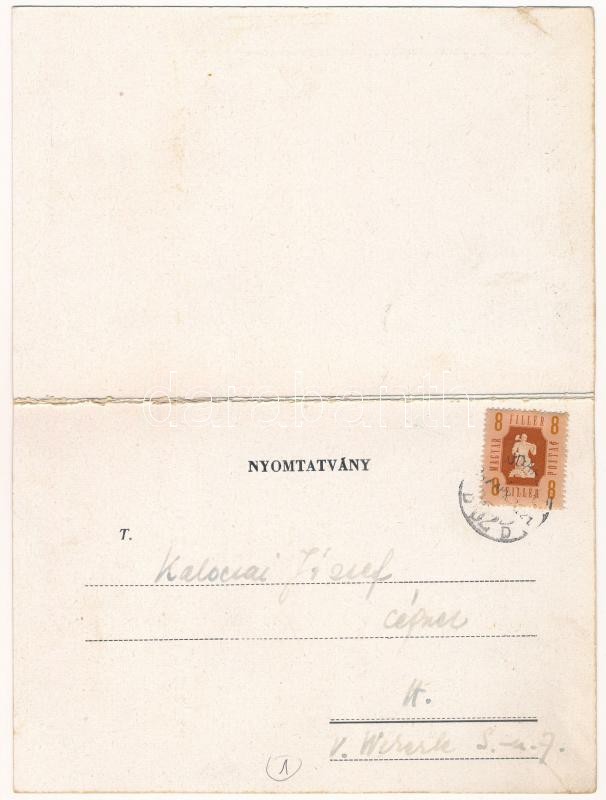 1947 Kereb hordozható finomfúrógép FB-130. Fischer precíziós mechanikai üzem kinyitható reklámlapja - Kertész Rezső műszaki iroda / Hungarian portable fine drilling machine's folding advertising postcard (EK) - Image 2