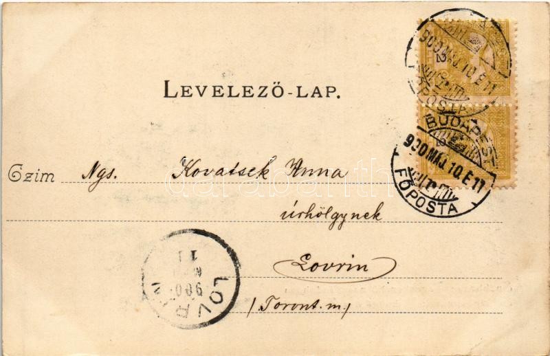 1900 Budapest XII. Svábhegy, fogaskerekű vasút indóháza, vasútállomás vonattal, gőzmozdony, Villa Eötvös reklám. Divald Károly 156. sz. (fa) - Image 2