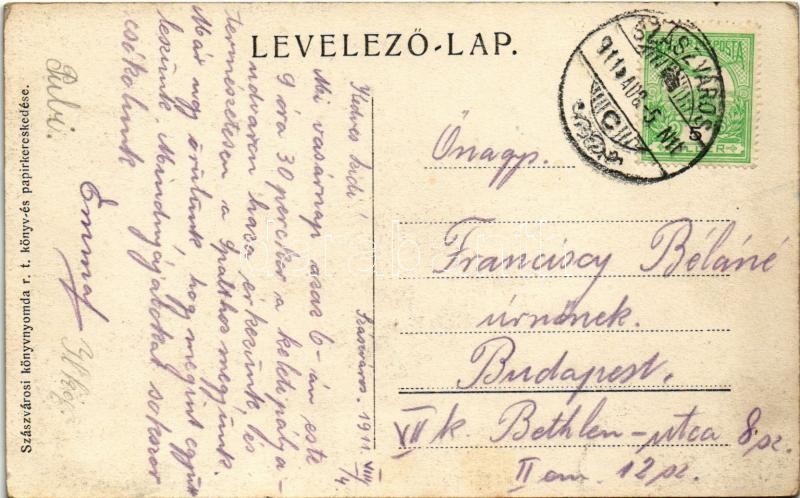 1911 Szászváros, Broos, Orastie; utca, M. kir. dohány nagy tőzsde üzlete / street, tobacco shop - Image 2