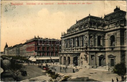 1912 Budapest VI. Andrássy út és Opera, The Mutual New York Életbiztosító Társaság, Windsor nagy kávéház (szakadás / tear)
