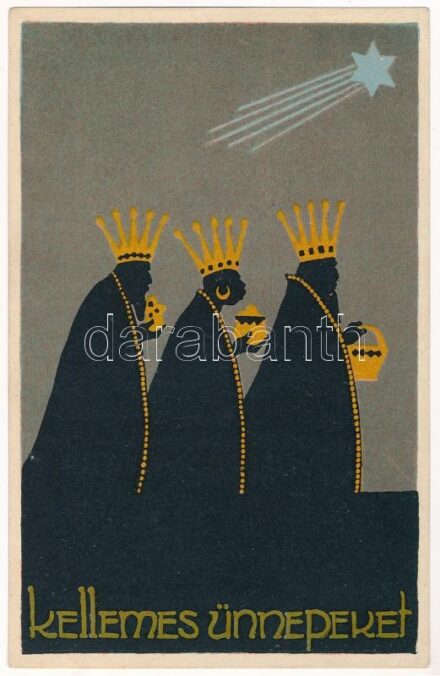 Kellemes ünnepeket! Az Orsz. Magy. Kir. Iparművészeti iskola levelezőlapjai. Ungarische Werkstätte (No. 2026) / Hungarian art postcard, Christmas (non PC) (EK)