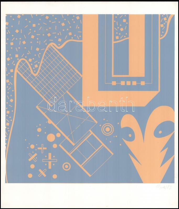 Bak Imre (1939-): Bak Imre '83, Józsefvárosi Galéria. 3 db szitanyomat, papír, mindegyik jelezve és datálva jobbra lent (Bak 83). Kiadói papírmappában. Komplett, hiánytalan, gyűjtői ritkaság!, 27x27 cm, lapméretek: 33x28,5 cm, mappa: - Image 3