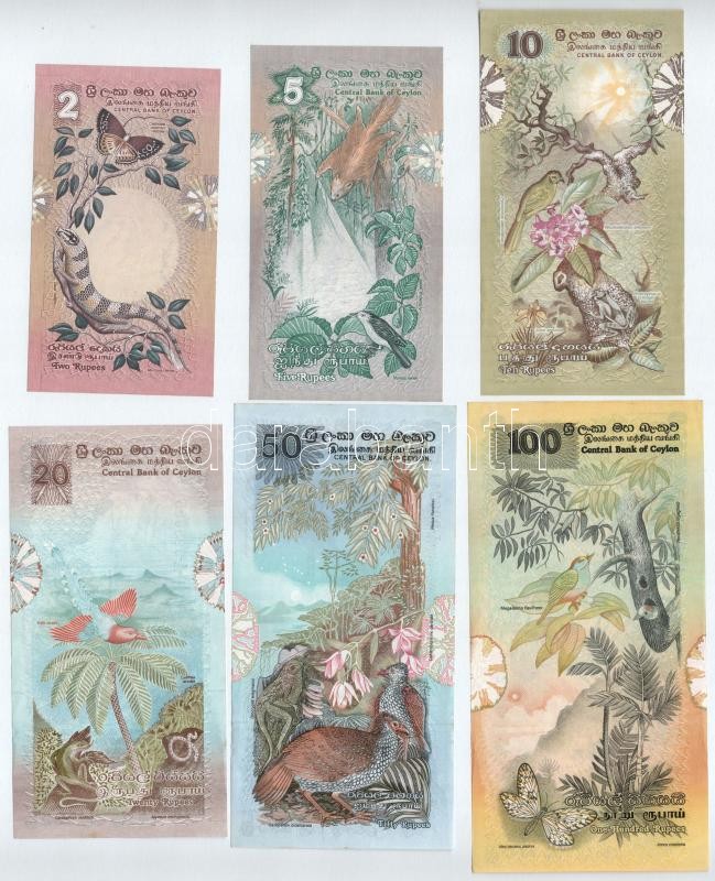 Ceylon 1979. 2R 'A60 899517' + 5R 'F30 999611' + 10R 'H30 999310' + 20R 'K25 999095' + 50R 'T15 999211' + 100R 'Z10 999102' T:I,I- 10R és 20R kis szakadással / Ceylon 1979. 2 Rupee 'A60 899517' + 5 Rupee 'F30 999611' + 10 Rupee 'H30 999310' + 20 - Image 2