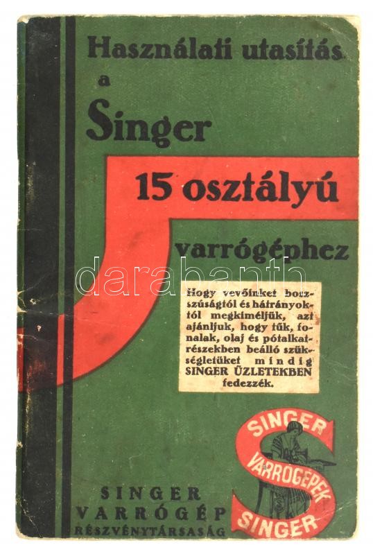 cca 1930 Singer varrógép használati utasítás könyvecske