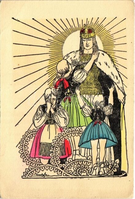 1939 Irredenta művészlap. Kiadja a Délvidéki Egyetemi és Főiskolai Hallgatók Egyesülete / Hungarian irredenta propaganda art postcard. artist signed (EB)
