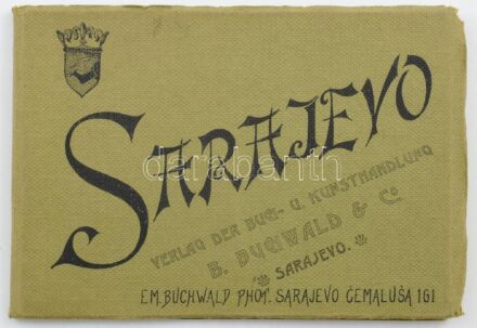 cca 1900 Sarajevo. Sarajevo, B. Bichwald &Co, német nyelvű, leporelló 16 fekete-fehér fotóval. Kiadói papírborítékban, jó állapotban