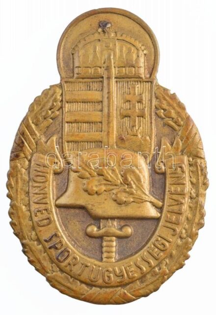 ~1940. 'Honvéd Sportügyességi jelvény' katonai sport Br lemez sapkajelvény (46x32mm) T:2 / Hungary ~1940. 'Honvéd Sportügyességi jelvény (Honvéd Sports Qualification Badge)' Br sheet cap badge (46x32mm) C:XF