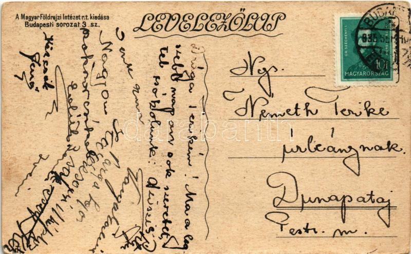 1935 Budapest XIV. Városliget, Anonymus szobor. A Magyar Földrajzi Intézet r.-t. kiadása Budapesti sorozat 3. sz. művészlap (EK) - Image 2