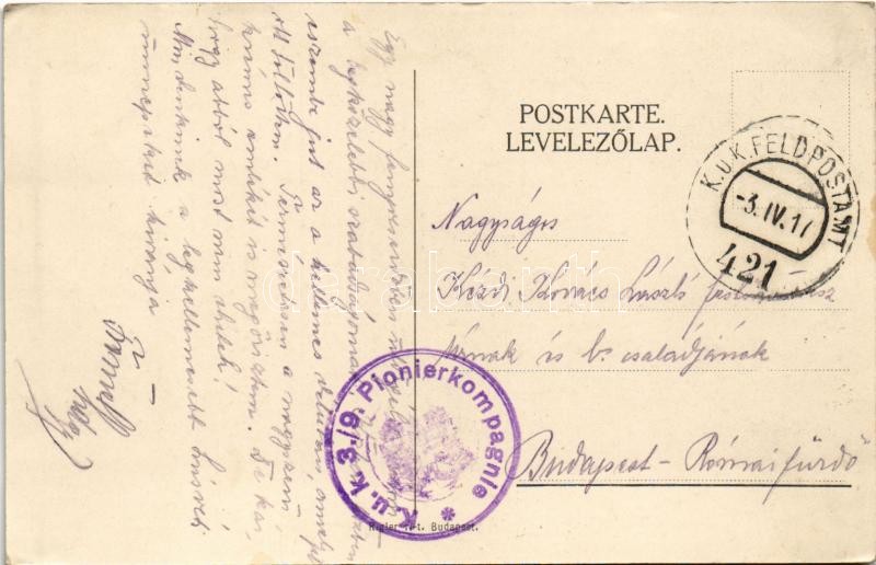 1917 Húsvét. Károly császár és király nevét viselő Cs. és kir. 19. gyalogezred rokkantalapja. Tábori posta segélylap / Ostern. K.u.k. Infanterieregiment Kaiser und König Karl No. 19. Invalidenfond Feldpostkarte / WWI Austro-Hungarian - Image 2