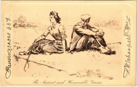 1908 Golfozó pár / The Ancient and Honourable Game. Pictorial Comedy James Henderson & Sons