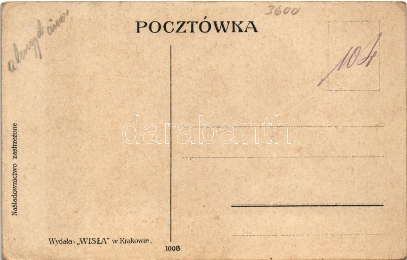 Na strazy! Drukarnia i litografia Polonia, Kraków. Wydala: Wisla 1008. / Lengyel hazafias propaganda címerrel / Polish military patriotic propaganda with coat of arms. litho (EK) - Image 2