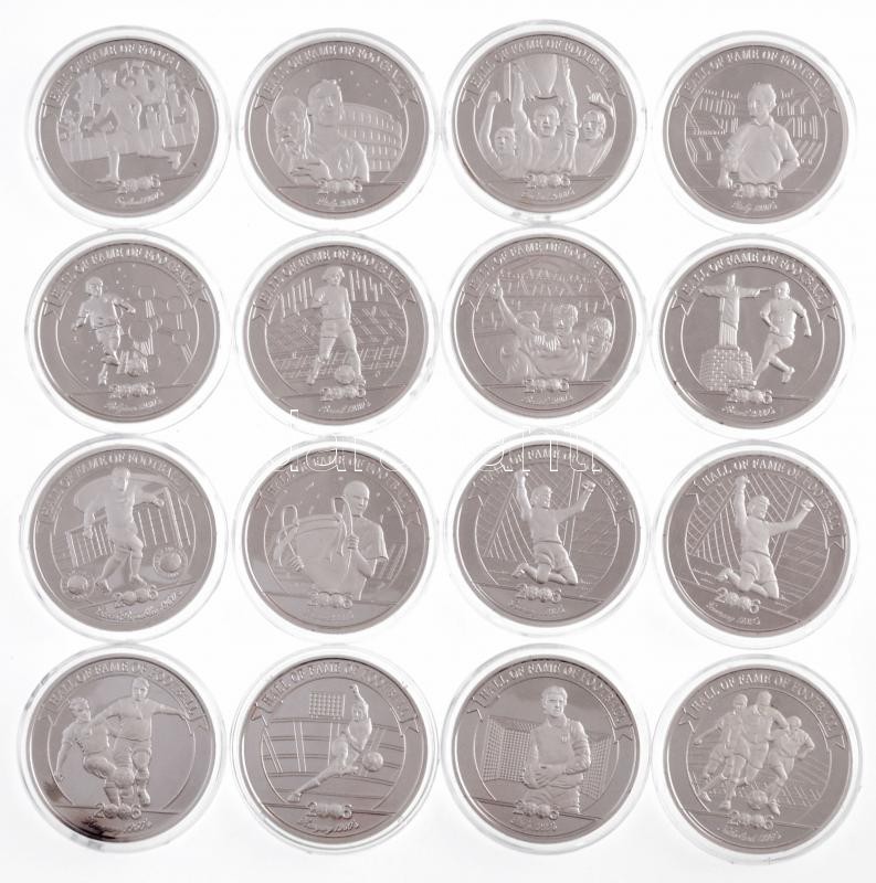 Uganda 2006. 2000Sh 'A labdarúgás halhatatlanjainak csarnoka' bizonytalan Ag tartalommal (16db) T:PP némelyiken fo. Uganda 2006. 2000 Shillings 'The Hall of Fame of Football's' with uncertain Ag content (16pcs) C:PP some with spots