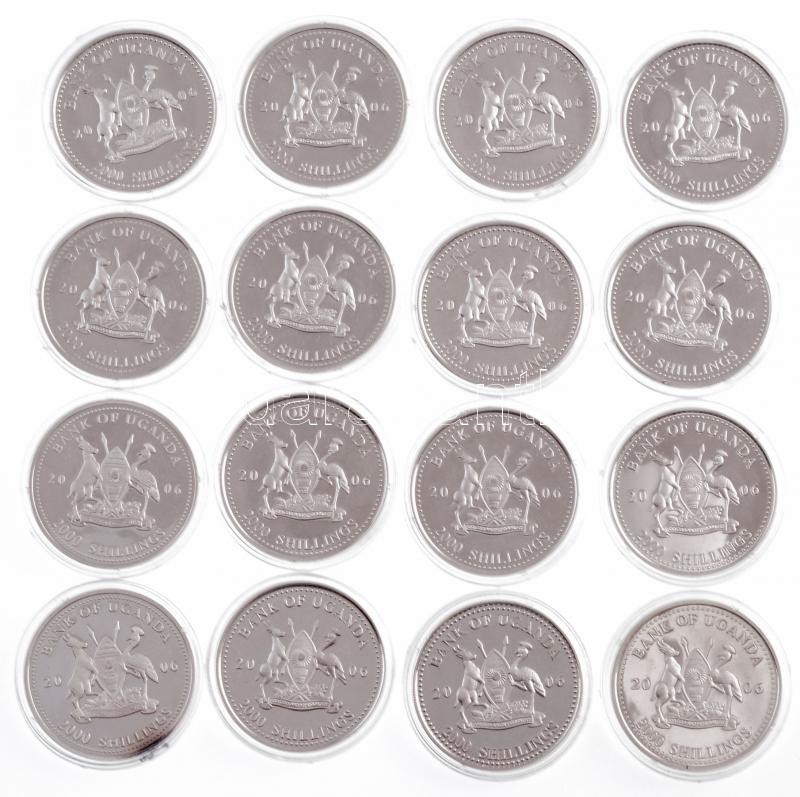 Uganda 2006. 2000Sh 'A labdarúgás halhatatlanjainak csarnoka' bizonytalan Ag tartalommal (16db) T:PP némelyiken fo. Uganda 2006. 2000 Shillings 'The Hall of Fame of Football's' with uncertain Ag content (16pcs) C:PP some with spots - Image 2