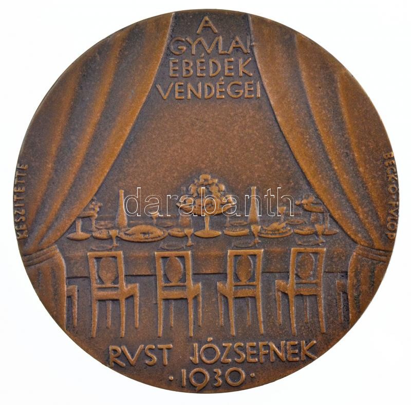Beck Ötvös Fülöp (1873-1945) 1930. 'Gyulai Pál / A gyulai ebédek vendégei Rust Józsefnek 1930' kétoldalas bronz emlékérem (60mm) T:1- kis patina, kis ph / Hungary 1930. 'Pál Gyulai / For József Rust from the guests of the lunches in - Image 2