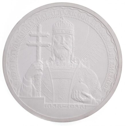 ~1938. 'SZENT ISTVÁN KIRÁLY HALÁLÁNAK 900. ÉVFORDULÓJA EMLÉKÉRE 1038-1938' Feltehetően az 1938-as Szent István-évhez kötődő 5 Pengős érme tervpályázatára készült gipsz hátlapi nagyminta, Göröntsér Greff Lajos (1888-1976)
